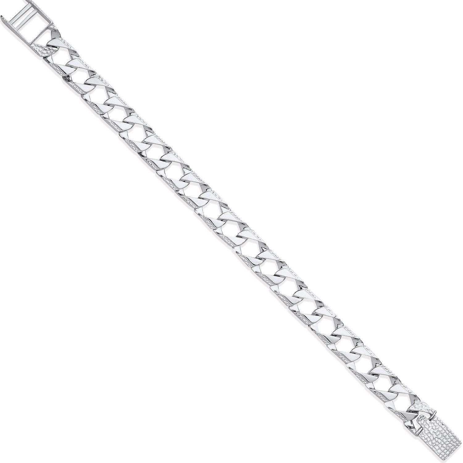 Silver 8mm Square Curb Ribbed Edge Link Gents Bracelet - Fine Bracelet - Certified Authentic – Luxury Jewellery by Imp